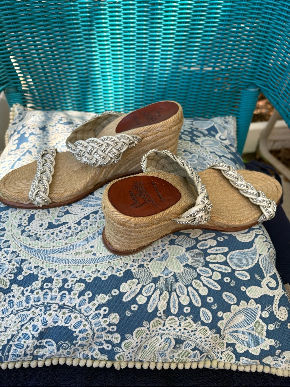 Christian Louboutin Leather Patterned Espadrilles Gently Worn EUC Size 36 - Picture 7 of 10